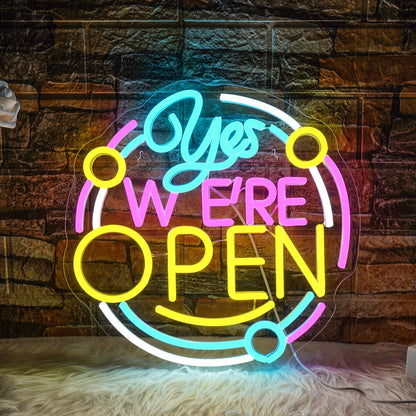Letrero de neón abierto con luces LED para decoración de habitaciones, para negocios, tiendas, clubes, salones, letrero publicitario brillante con alimentación USB, logotipo artístico.