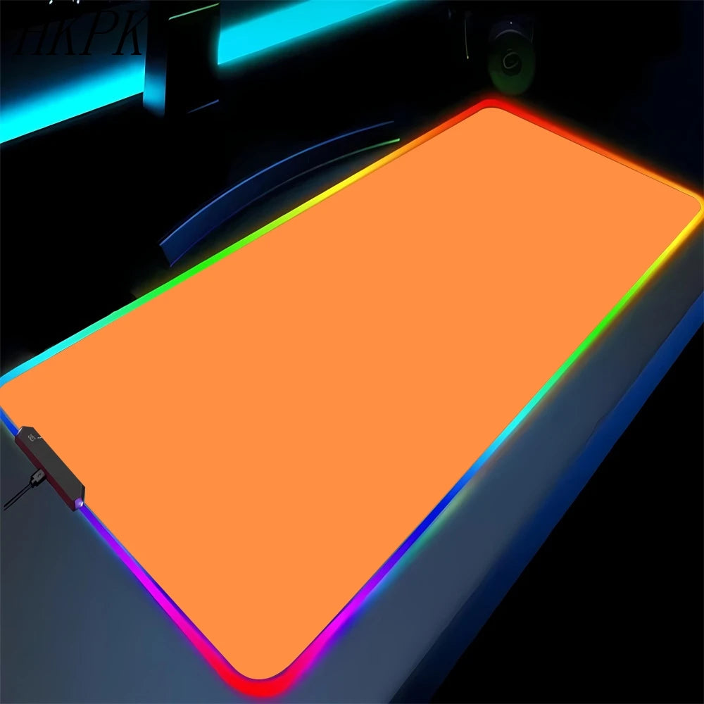 Alfombrilla de ratón RGB antideslizante para juegos (negro puro) para PC, oficina, juegos, alfombrilla de goma LED