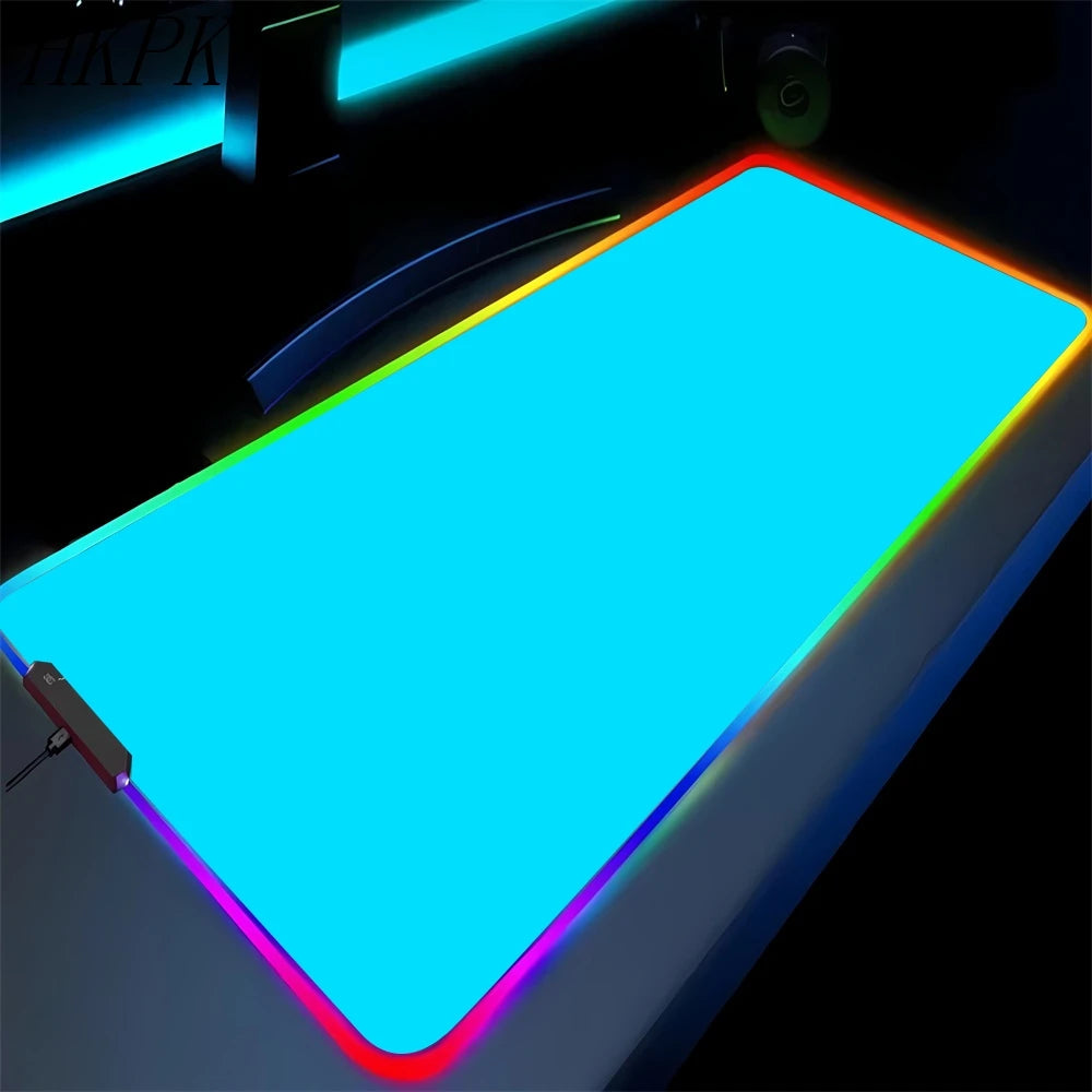 Alfombrilla de ratón RGB antideslizante para juegos (negro puro) para PC, oficina, juegos, alfombrilla de goma LED