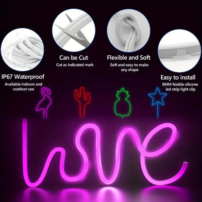 Tira de luz LED de neón RGB 3535 con enchufe europeo, 24 V CC, 5/10/15/20/30 m, sincronización de música por Bluetooth, resistente al agua para decoración de interiores y exteriores