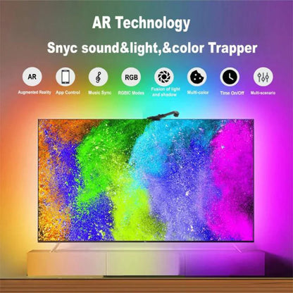 Tira de luces LED inteligentes con retroiluminación sincronizada con música para TV y captación de color, pantalla de 50 a 75 pulgadas, control remoto por aplicación para juegos, luz ambiental para el hogar.