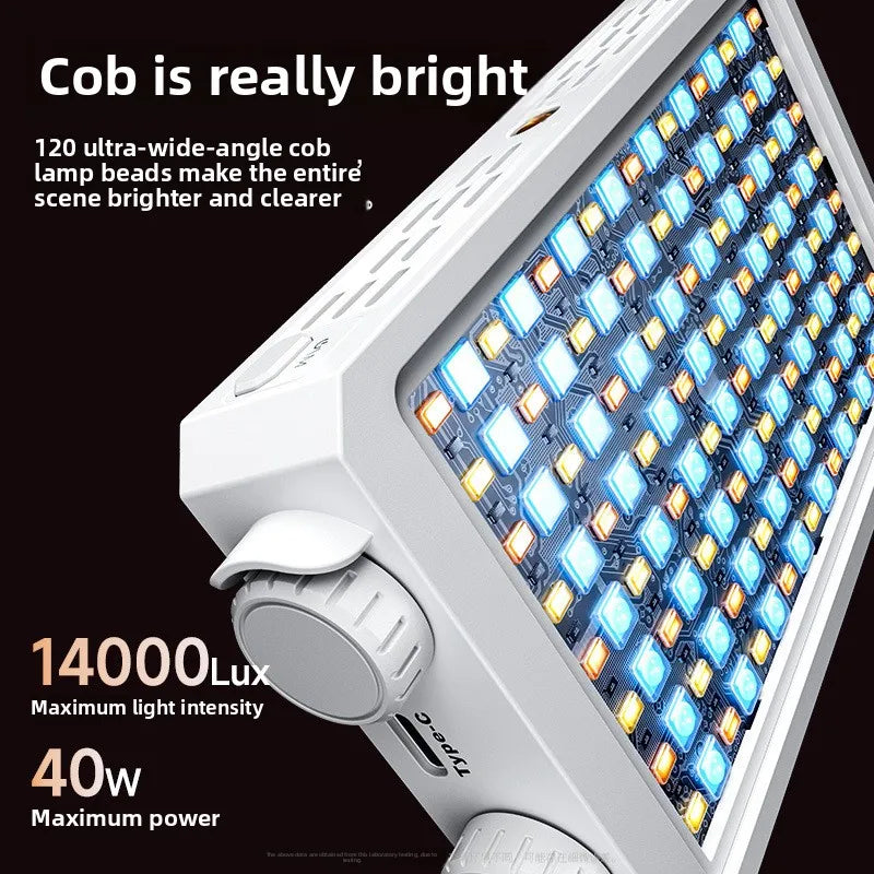 Luz de vídeo LED portátil de 40W, mini luz de relleno portátil pequeña con batería recargable incorporada, que puede cargar teléfonos móviles PD
