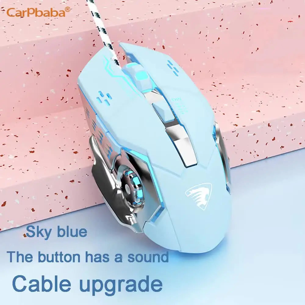 Ratón para juegos con cable Carpbaba G3, silencioso, rosa, mecánico, para deportes electrónicos, para chica, bonito diseño, portátil, para oficina, hogar, MacBook, portátil, PC, gamer