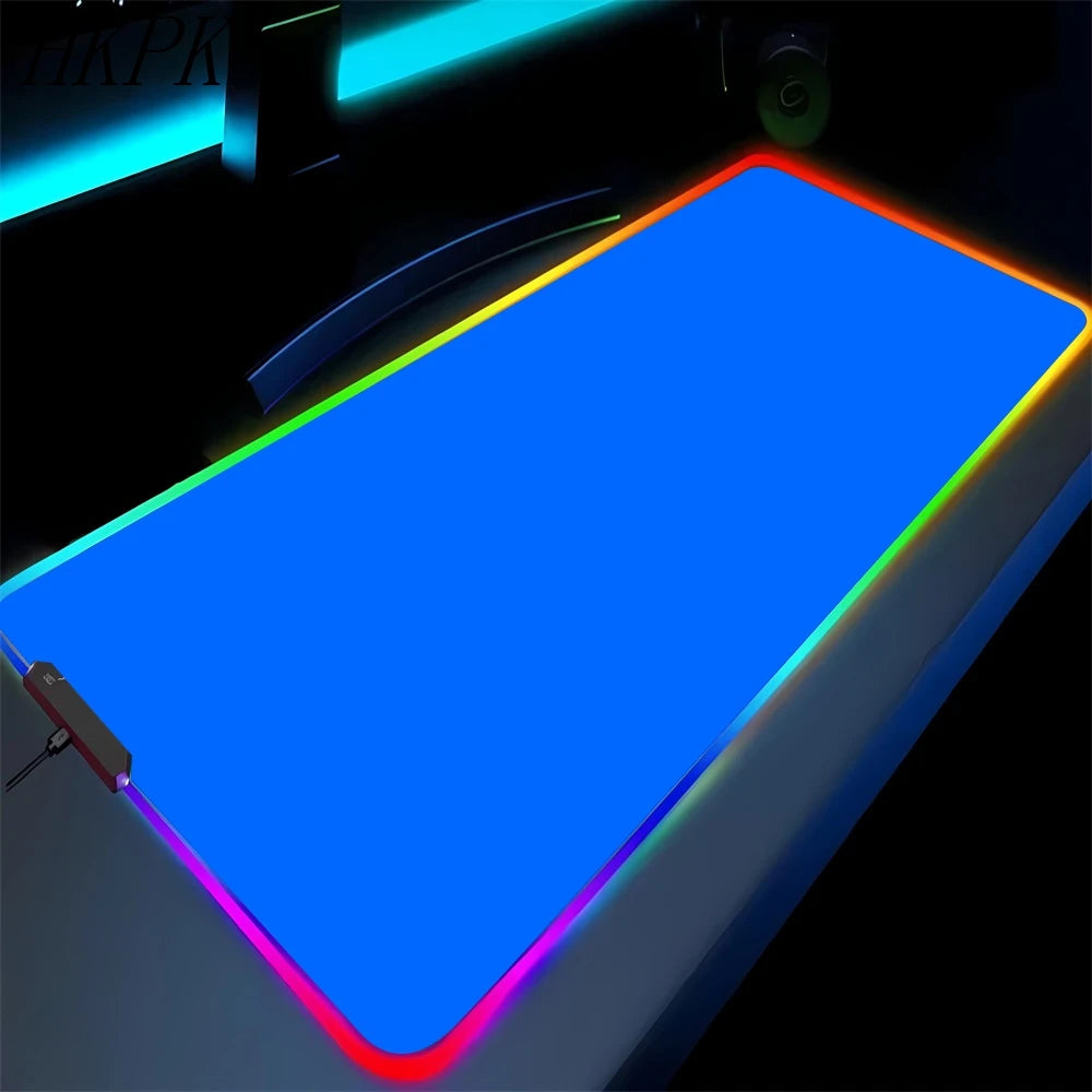Alfombrilla de ratón RGB antideslizante para juegos (negro puro) para PC, oficina, juegos, alfombrilla de goma LED