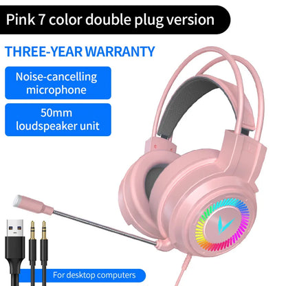Auriculares para juegos G60, estéreo 7.1, con graves envolventes virtuales y micrófono, luz LED, plegables, para PC y gamers, G58