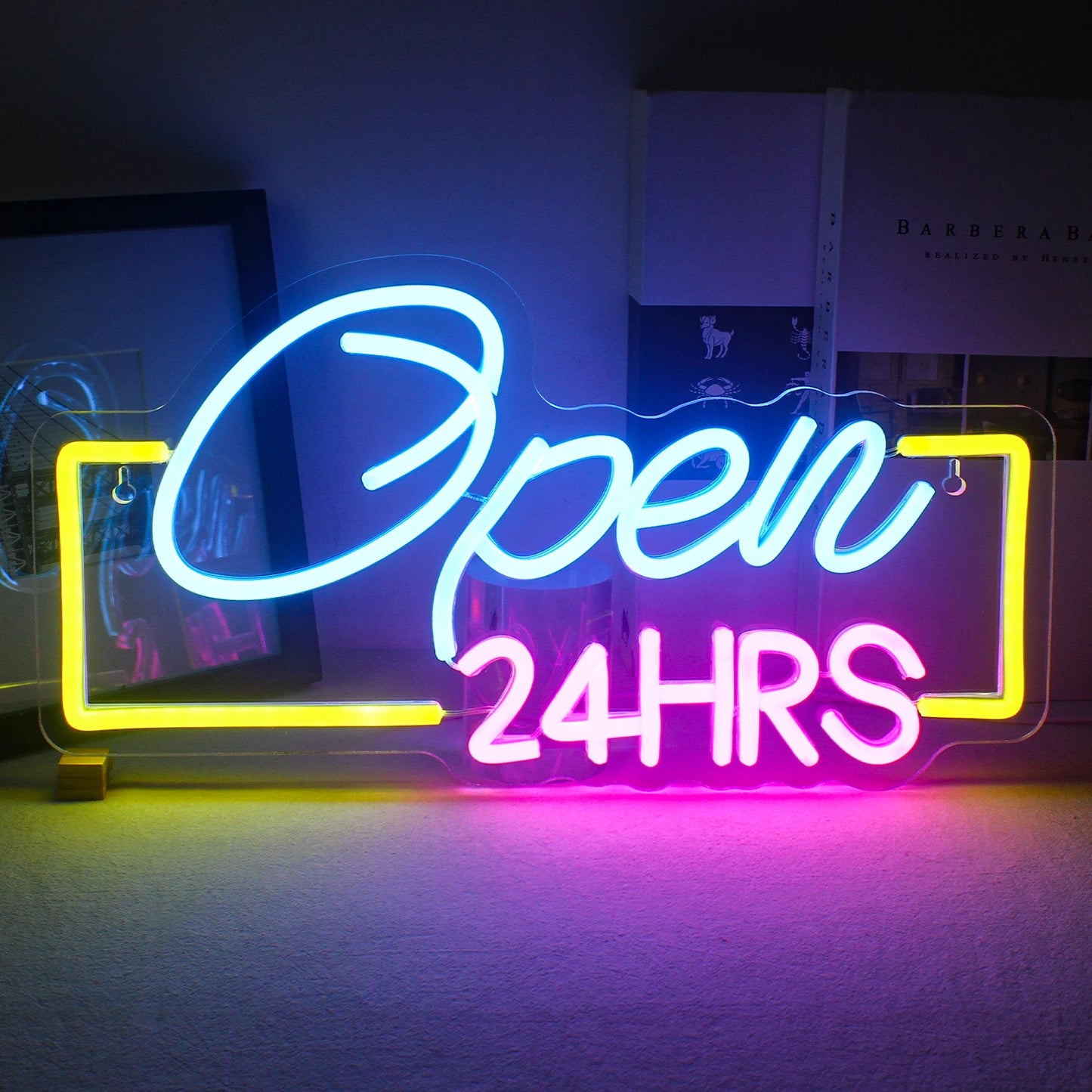 Letrero de neón abierto con luces LED para decoración de habitaciones, para negocios, tiendas, clubes, salones, letrero publicitario brillante con alimentación USB, logotipo artístico.