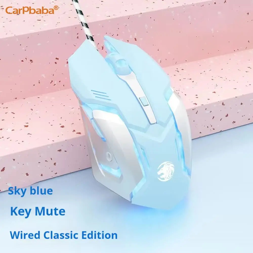Ratón para juegos con cable Carpbaba G3, silencioso, rosa, mecánico, para deportes electrónicos, para chica, bonito diseño, portátil, para oficina, hogar, MacBook, portátil, PC, gamer