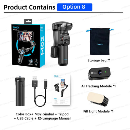 Soporte para teléfono con cardán de 3 ejes, antivibración, para grabar videos y selfies, con estabilizador para teléfonos inteligentes Xiaomi, iPhone y otros dispositivos.