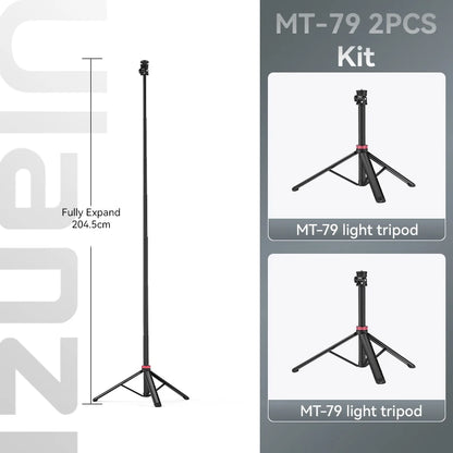 Trípode universal portátil Ulanzi MT-79 de (2)m y soporte de lámpara de aleación de aluminio con luz de relleno LT028 para cámara de acción.