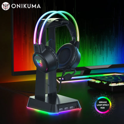 Auriculares para juegos ONIKUMA RGB con micrófono flexible HD de 3,5 mm para PC, Xbox, PS4, PS5 y Switch.