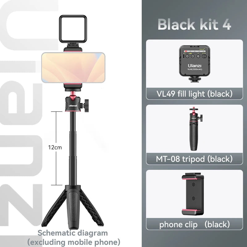 Mini luz de relleno LED Ulanzi VL49 de 6 W y 2000 mAh, 5500 K, con zoom, para fotografía, video, selfis y teléfonos.