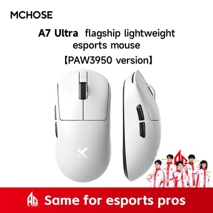Ratón inalámbrico MCHOSE A7 Pro Ultra para juegos de tres modos y deportes electrónicos PAW3950, ligero, 42 000 ppp, 8 K, bajo retardo, ergonomía, 500 mAh