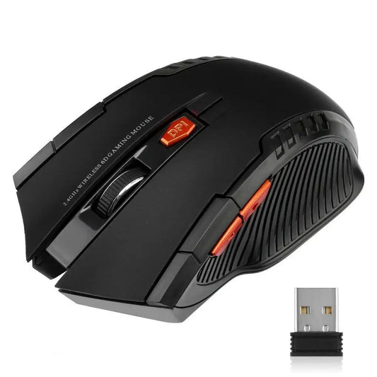 Ratón inalámbrico de 2,4 GHz y 1600 DPI, ratón óptico para juegos, 6 botones, receptor USB, accesorios para PC y portátiles.