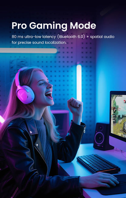 Auriculares inalámbricos HAYLOU S40 ANC con cancelación de ruido de 50 dB, audio espacial 3D de alta resolución con LDAC y Bluetooth 6.0.