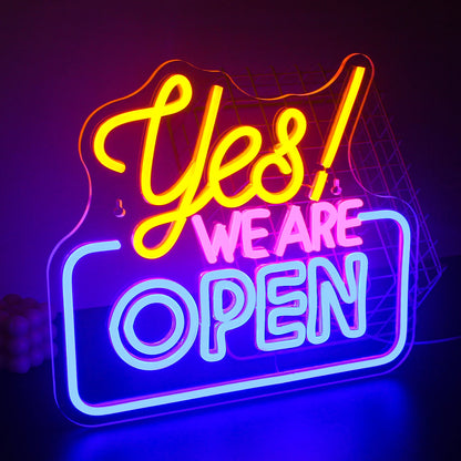 Letrero de neón abierto con luces LED para decoración de habitaciones, para negocios, tiendas, clubes, salones, letrero publicitario brillante con alimentación USB, logotipo artístico.
