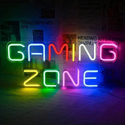 Letrero de neón LED con forma de gamepad para decoración de habitaciones de gamers, letrero de neón para juegos de niños, regalo de gamers con alimentación USB para adolescentes.