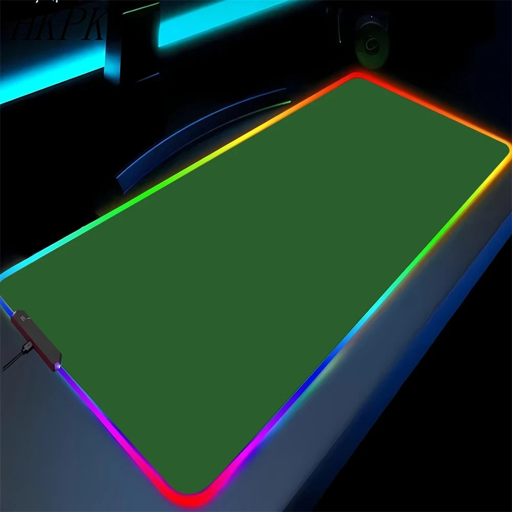 Alfombrilla de ratón RGB antideslizante para juegos (negro puro) para PC, oficina, juegos, alfombrilla de goma LED
