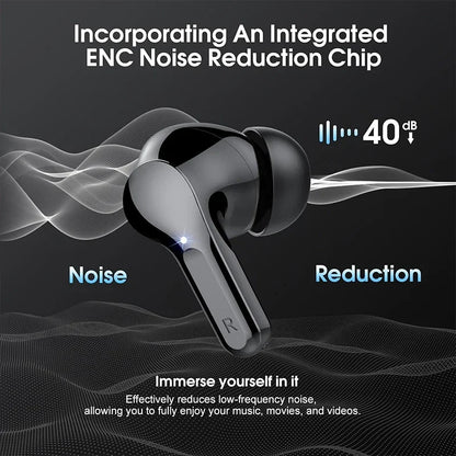 Auriculares inalámbricos estéreo HiFi BT5.3 con cancelación de ruido ENC, pantalla LED de 48 horas y resistencia al agua IP7.