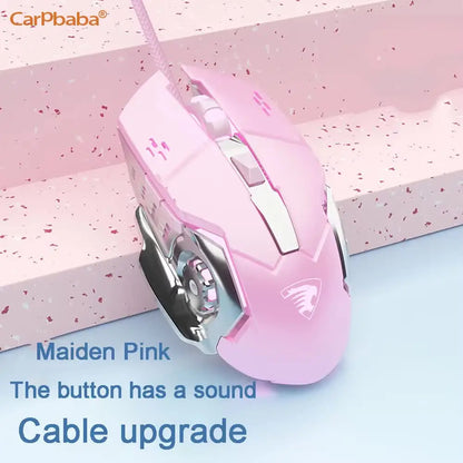 Ratón para juegos con cable Carpbaba G3, silencioso, rosa, mecánico, para deportes electrónicos, para chica, bonito diseño, portátil, para oficina, hogar, MacBook, portátil, PC, gamer