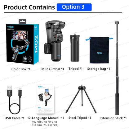 Soporte para teléfono con cardán de 3 ejes, antivibración, para grabar videos y selfies, con estabilizador para teléfonos inteligentes Xiaomi, iPhone y otros dispositivos.