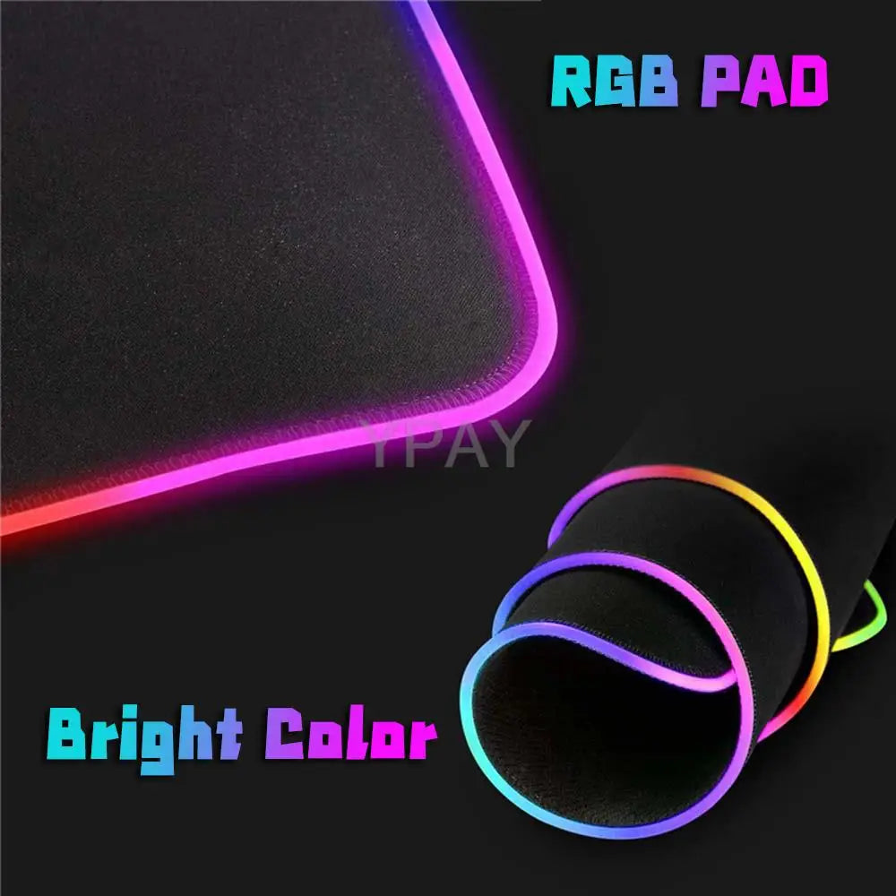 Alfombrilla de ratón RGB con diseño de gato negro, alfombrilla de ratón para juegos con luz LED para PC XXL retroiluminada.