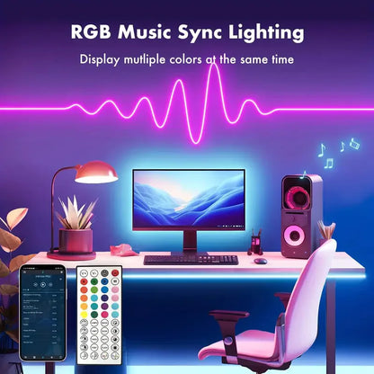 Tira de luz LED de neón RGB 3535 con enchufe europeo, 24 V CC, 5/10/15/20/30 m, sincronización de música por Bluetooth, resistente al agua para decoración de interiores y exteriores