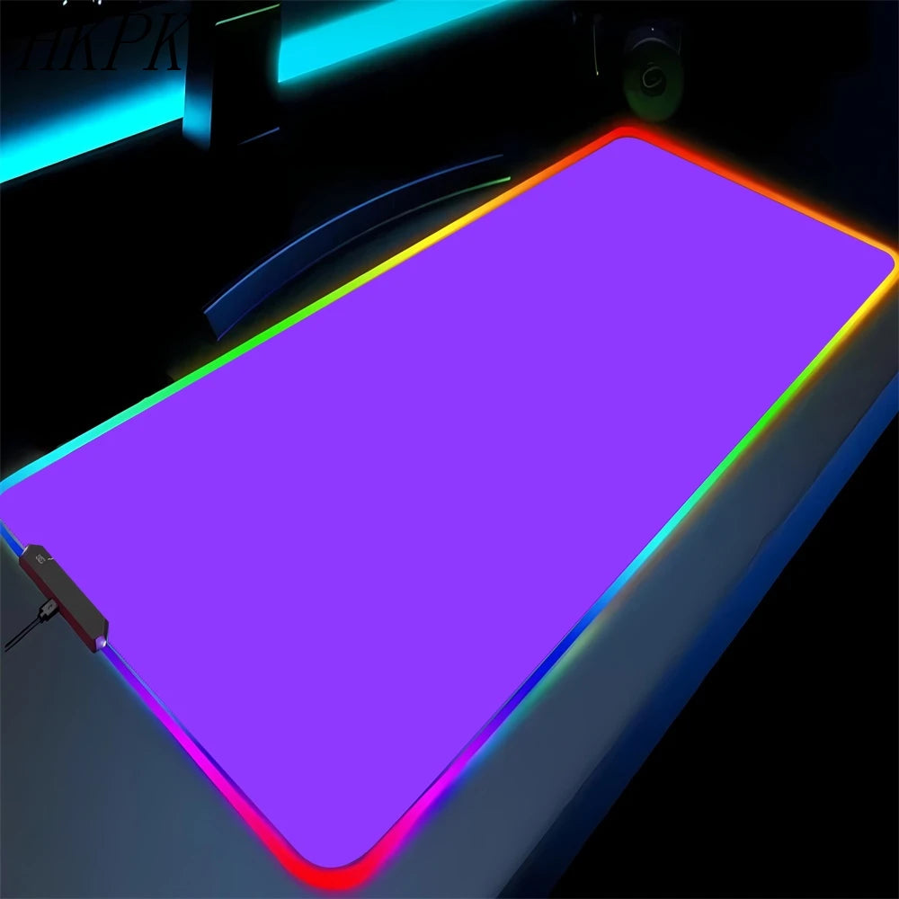 Alfombrilla de ratón RGB antideslizante para juegos (negro puro) para PC, oficina, juegos, alfombrilla de goma LED