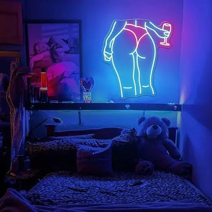 Letrero de neón con forma de trasero de mujer, regulable, para cueva de hombre, letrero LED sexy de neón para mujer y niña, para decoración de hogar, bar, dormitorio, club, fiesta.