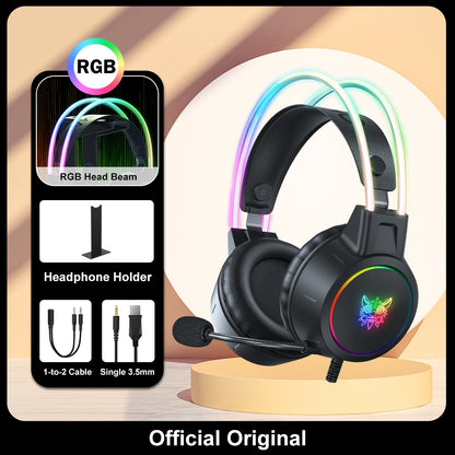 Auriculares para juegos ONIKUMA RGB con micrófono flexible HD de 3,5 mm para PC, Xbox, PS4, PS5 y Switch.