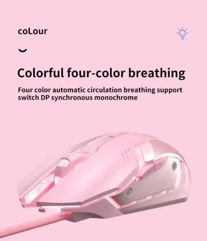 Ratón para juegos con cable Carpbaba G3, silencioso, rosa, mecánico, para deportes electrónicos, para chica, bonito diseño, portátil, para oficina, hogar, MacBook, portátil, PC, gamer