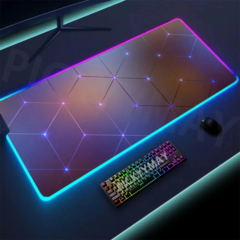 Alfombrilla de ratón RGB con diseño geométrico de (40 x 90) para juegos con Led