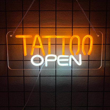 Letrero de neón para tatuajes, letreros de neón LED reutilizables, letrero para tienda de tatuajes, estudio, placa de tienda, regalo para decoración de pared, alimentación por USB