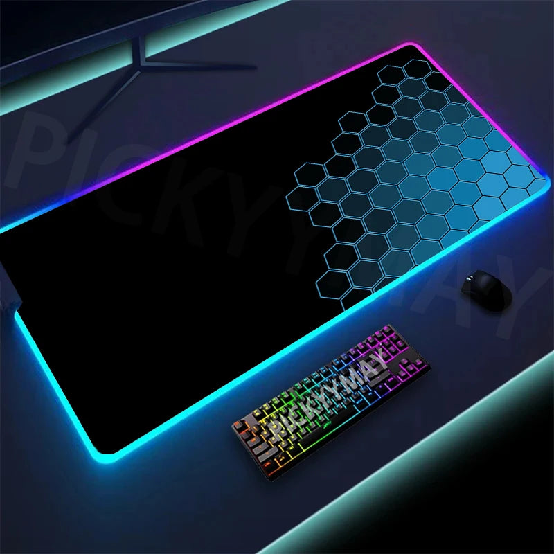 Alfombrilla de ratón RGB con diseño geométrico de (40 x 90) para juegos con Led