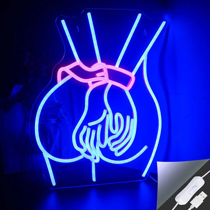 Letrero de neón con forma de trasero de mujer, regulable, para cueva de hombre, letrero LED sexy de neón para mujer y niña, para decoración de hogar, bar, dormitorio, club, fiesta.