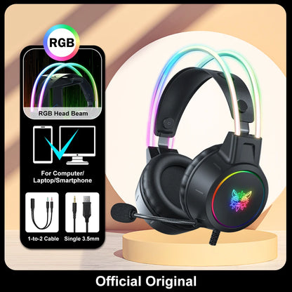 Auriculares para juegos ONIKUMA RGB con micrófono flexible HD de 3,5 mm para PC, Xbox, PS4, PS5 y Switch.