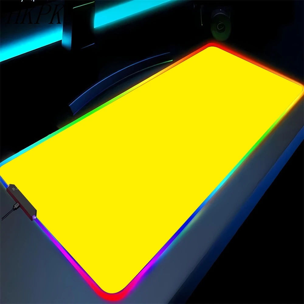 Alfombrilla de ratón RGB antideslizante para juegos (negro puro) para PC, oficina, juegos, alfombrilla de goma LED