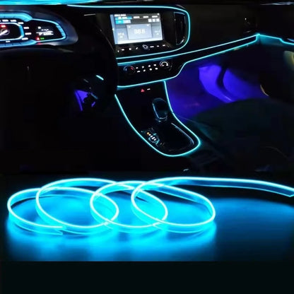 Tira de neón LED decorativa para interior de coche, 10 m, 1 m, 3 m y 5 m. Luz ambiental flexible con cable y alimentación USB, ideal para fiestas y ambientes.