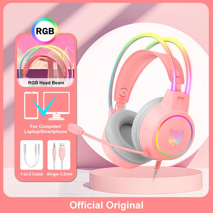 Auriculares para juegos ONIKUMA RGB con micrófono flexible HD de 3,5 mm para PC, Xbox, PS4, PS5 y Switch.