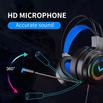 Auriculares para juegos G60, estéreo 7.1, con graves envolventes virtuales y micrófono, luz LED, plegables, para PC y gamers, G58