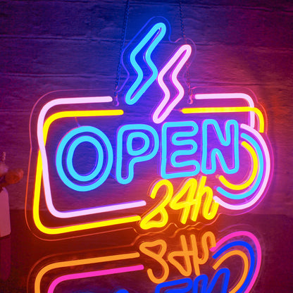 Letrero de neón abierto con luces LED para decoración de habitaciones, para negocios, tiendas, clubes, salones, letrero publicitario brillante con alimentación USB, logotipo artístico.