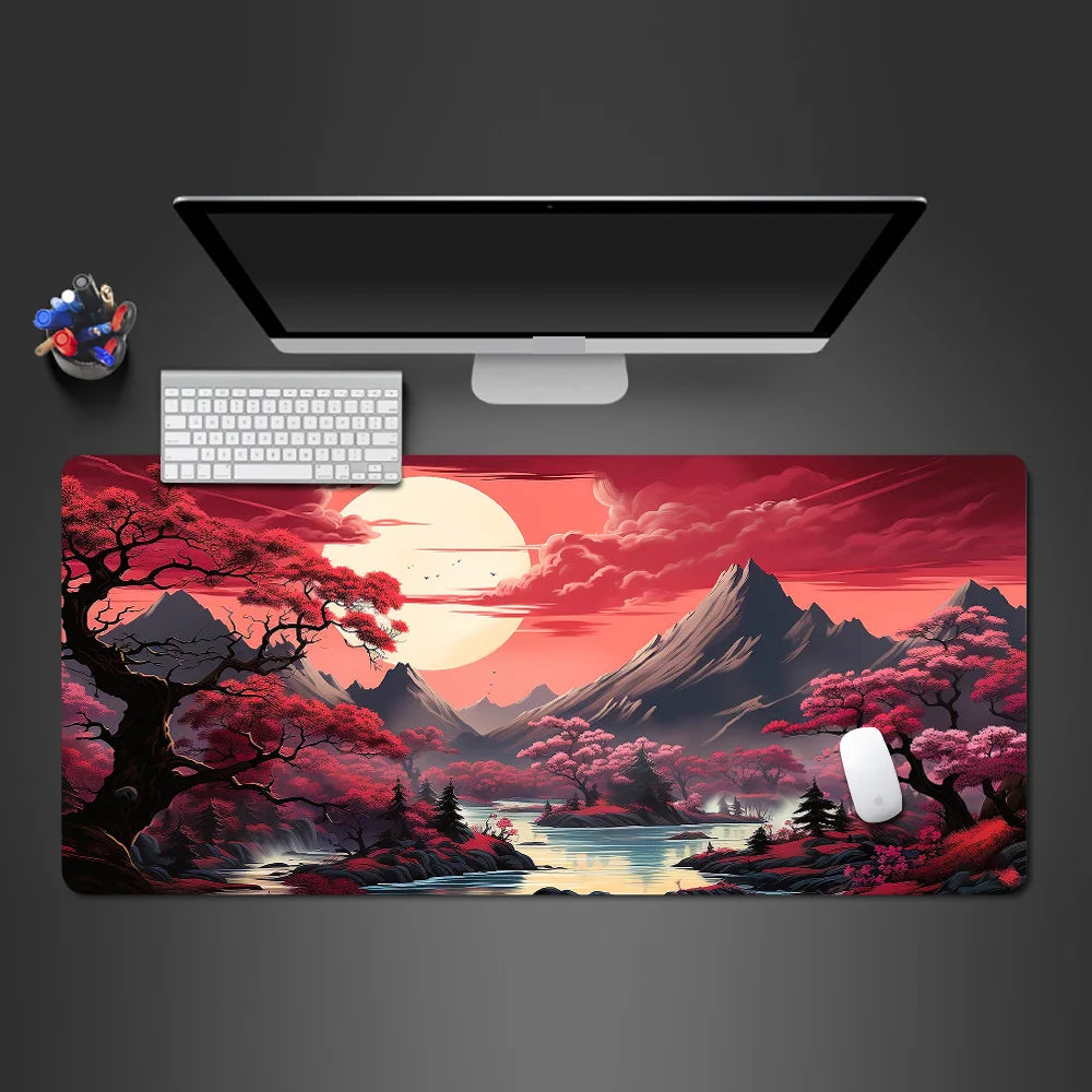 Alfombrilla de ratón con diseño de paisaje de Sakura XXL (1000 x 500 x 3) para gamer