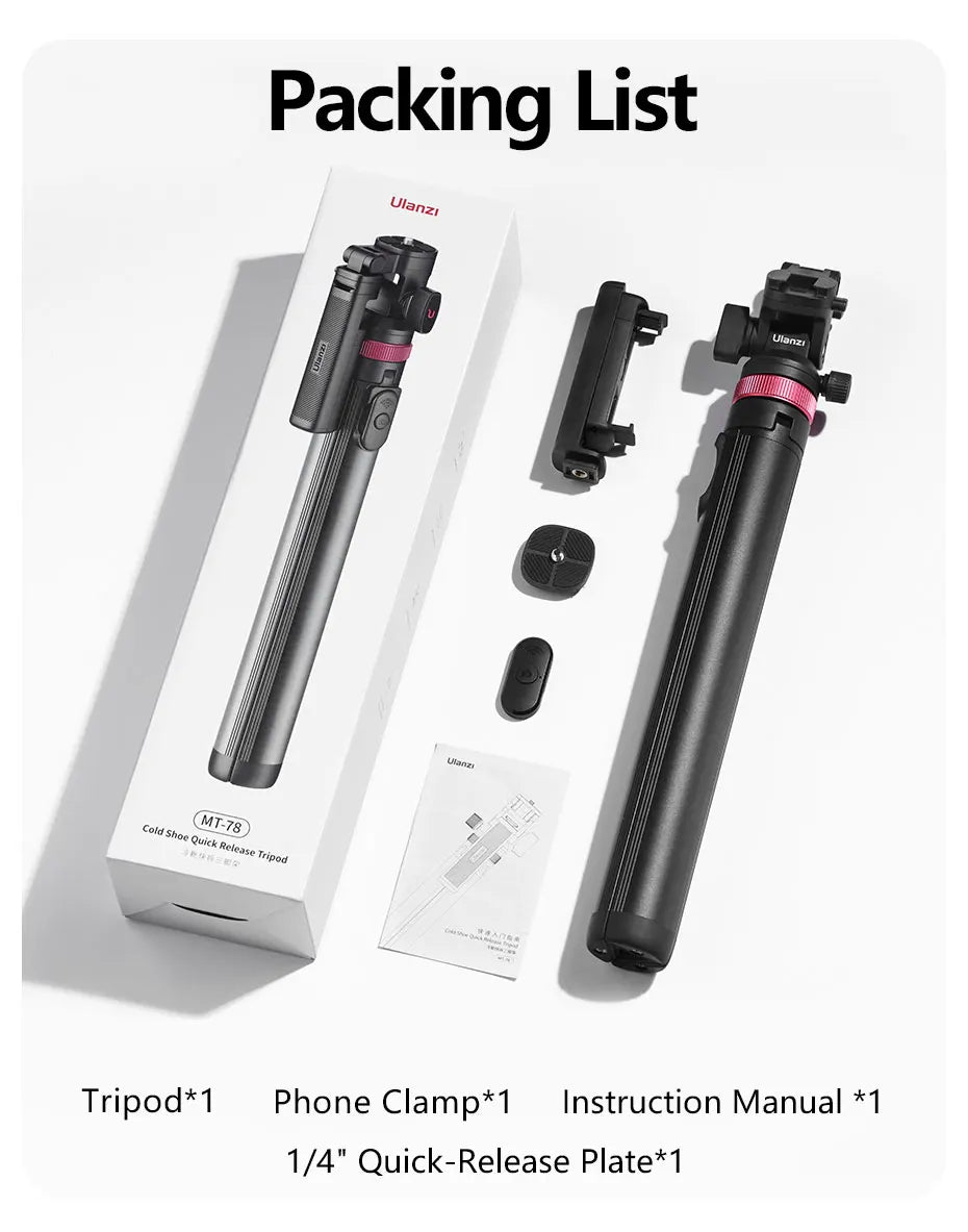 Trípode Ulanzi MT-78 de liberación rápida para cámara, smartphone máx. (1,85) m trípode para selfies con control remoto