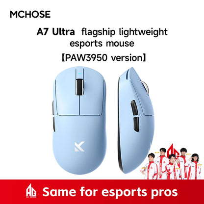 Ratón inalámbrico MCHOSE A7 Pro Ultra para juegos de tres modos y deportes electrónicos PAW3950, ligero, 42 000 ppp, 8 K, bajo retardo, ergonomía, 500 mAh