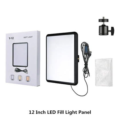 Panel de luz LED para fotografía y video de 8/12 pulgadas, kit de lámpara para estudio fotográfico, transmisión en vivo, grabación y YouTube con trípode.