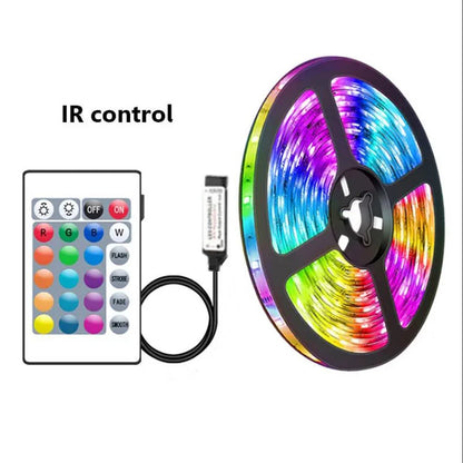 Tira de luces LED Bluetooth SMD 5050 RGB con control remoto por aplicación, cinta de diodos flexible, retroiluminación para TV, sala de juegos y decoración del hogar.