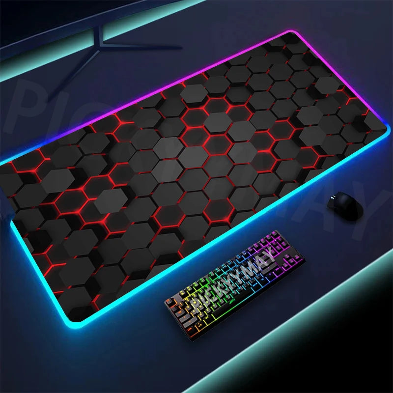 Alfombrilla de ratón RGB con diseño geométrico de (40 x 90) para juegos con Led