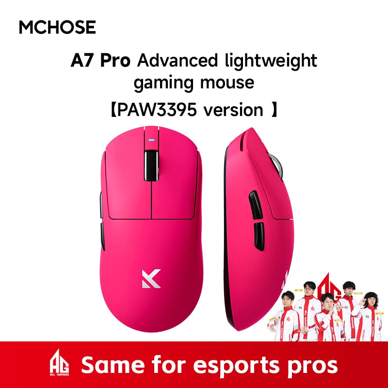 Ratón inalámbrico MCHOSE A7 Pro Ultra para juegos de tres modos y deportes electrónicos PAW3950, ligero, 42 000 ppp, 8 K, bajo retardo, ergonomía, 500 mAh