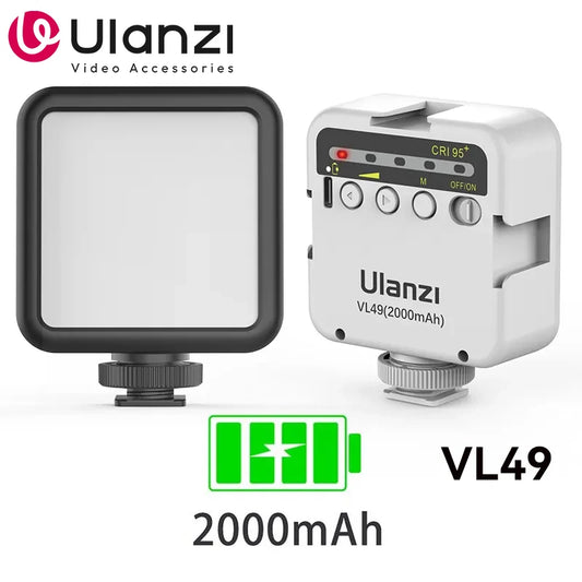 Mini luz de relleno LED Ulanzi VL49 de 6 W y 2000 mAh, 5500 K, con zoom, para fotografía, video, selfis y teléfonos.