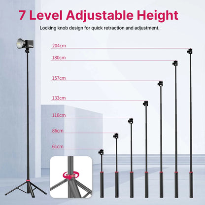Trípode universal portátil Ulanzi MT-79 de (2)m y soporte de lámpara de aleación de aluminio con luz de relleno LT028 para cámara de acción.