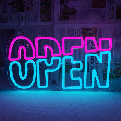 Letrero de neón abierto con luces LED para decoración de habitaciones, para negocios, tiendas, clubes, salones, letrero publicitario brillante con alimentación USB, logotipo artístico.